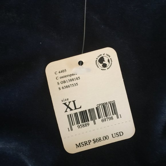 Blue velour top with gathered elbow-length sleeves - Picture 3 of 4